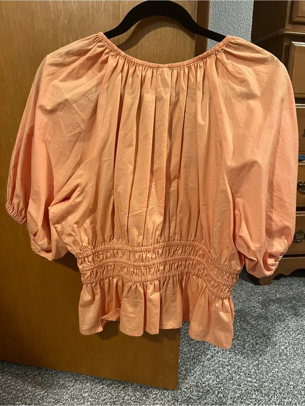 Old Navy Peach Gathered Peasant Blouse